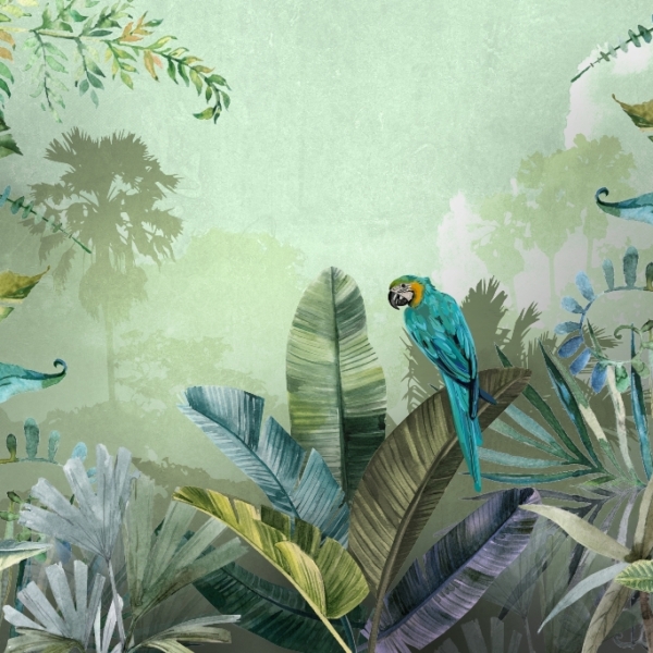 Nástěnná malba Modrý papoušek