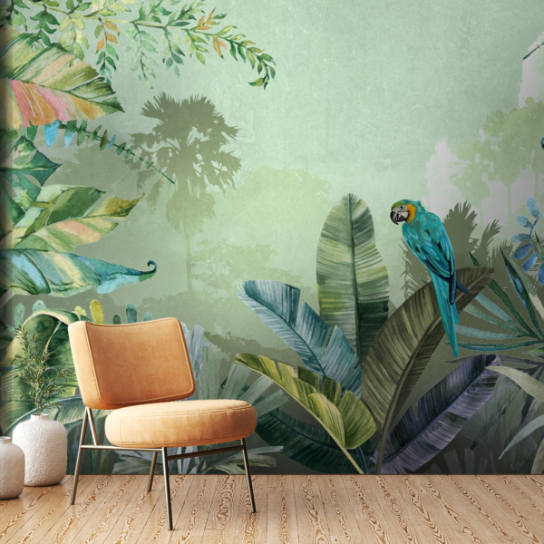 Nástěnná malba Modrý papoušek