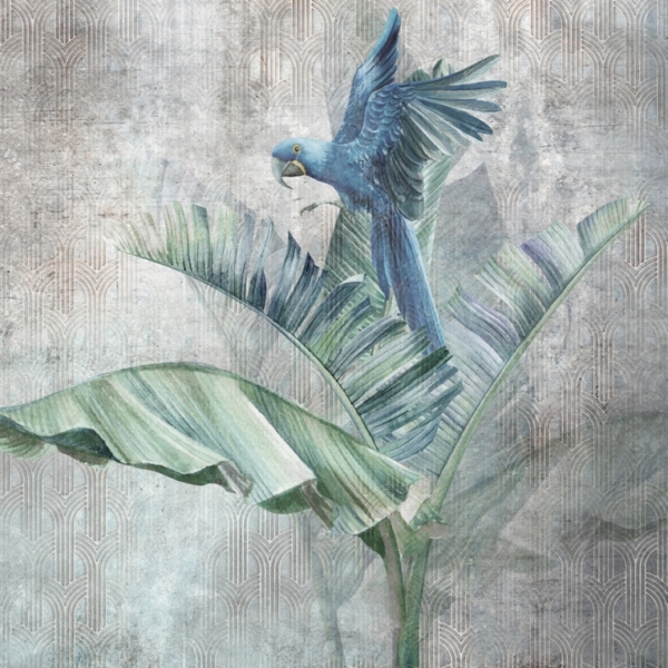 Nástěnná malba Modrý papoušek