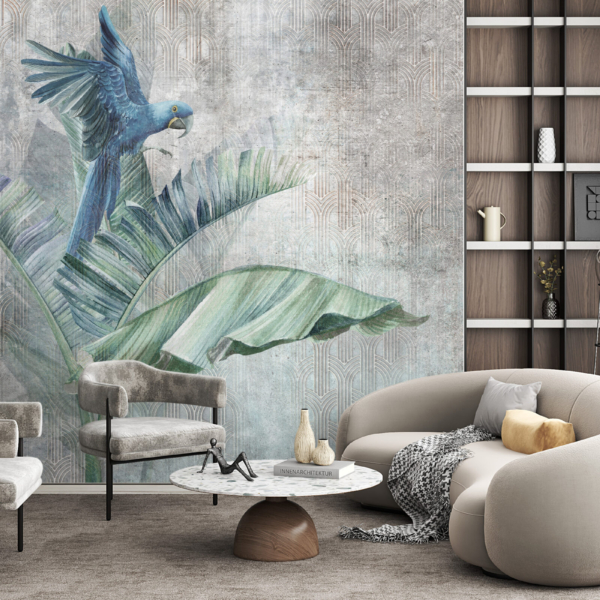 Nástěnná malba Modrý papoušek