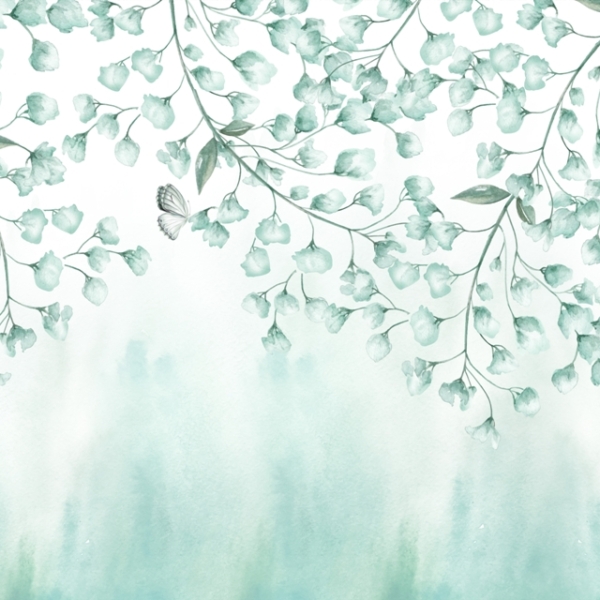 Nástěnná malba modrého stromu