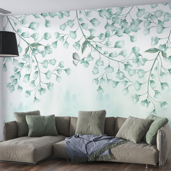 Nástěnná malba modrého stromu