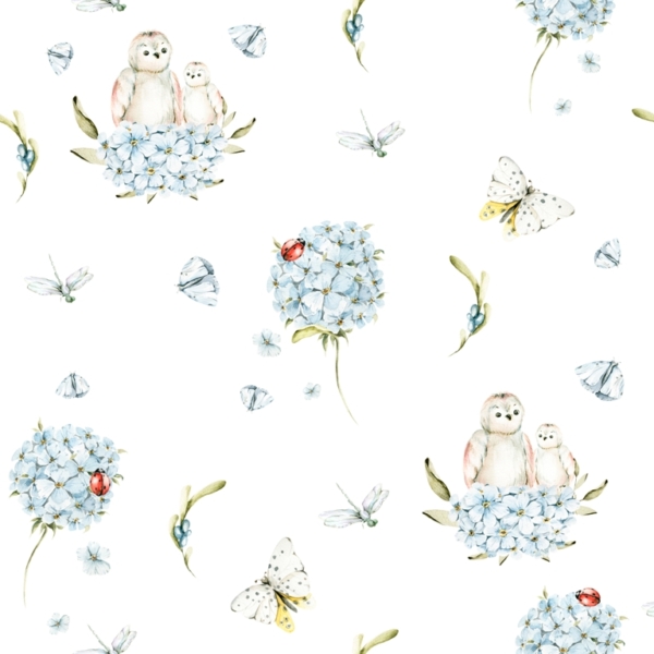 Nástěnná malba Modré hortenzie