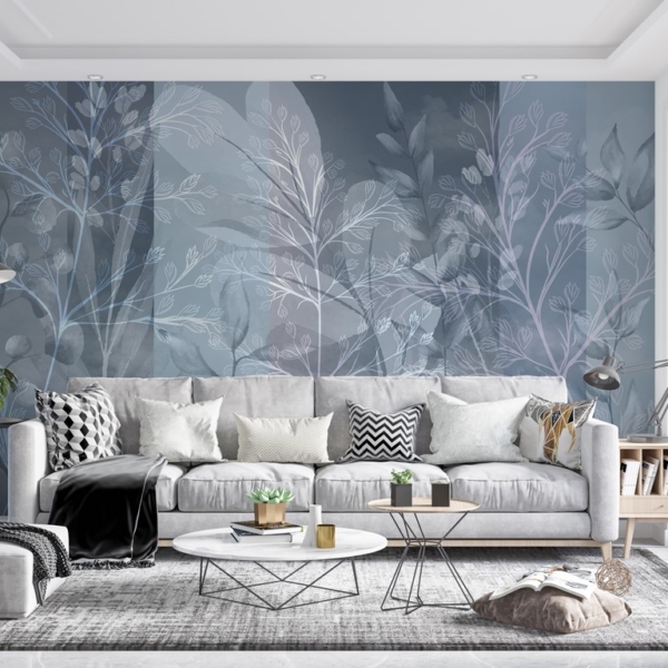 Nástěnná malba Modrý motiv zeleniny