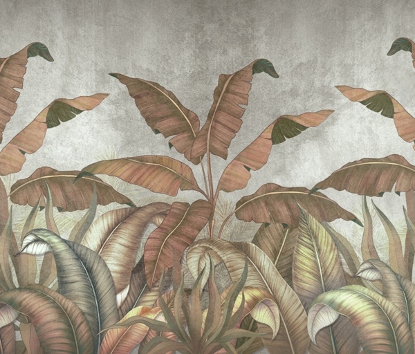 Nástěnná malba hnědých banánových listů