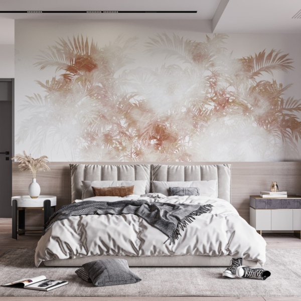 Nástěnná malba Hnědé palmy v mlze