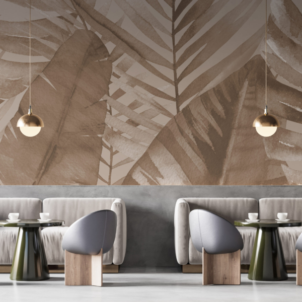 Nástěnná malba Hnědé palmové listy