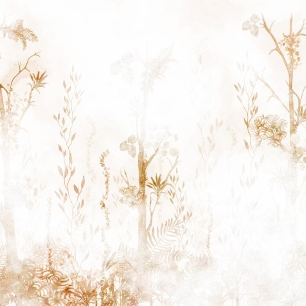 Nástěnná malba Listy v šedé barvě