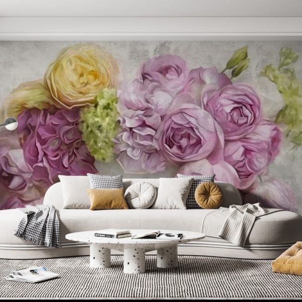 Nástěnná malba Kytice fialových květů