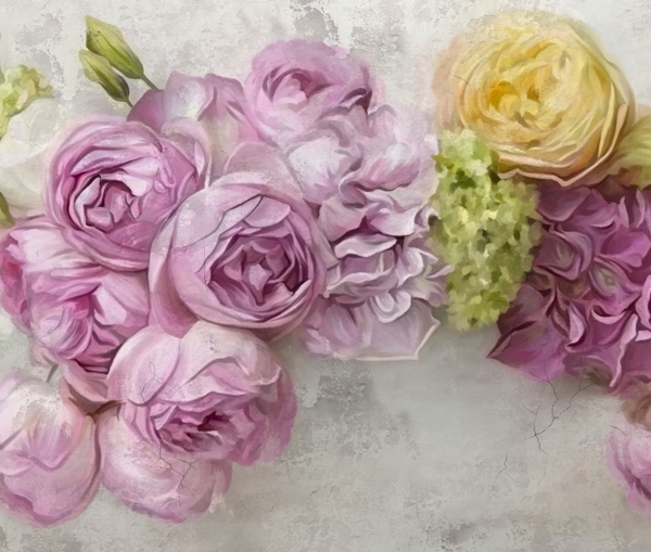 Nástěnná malba Kytice fialových květů