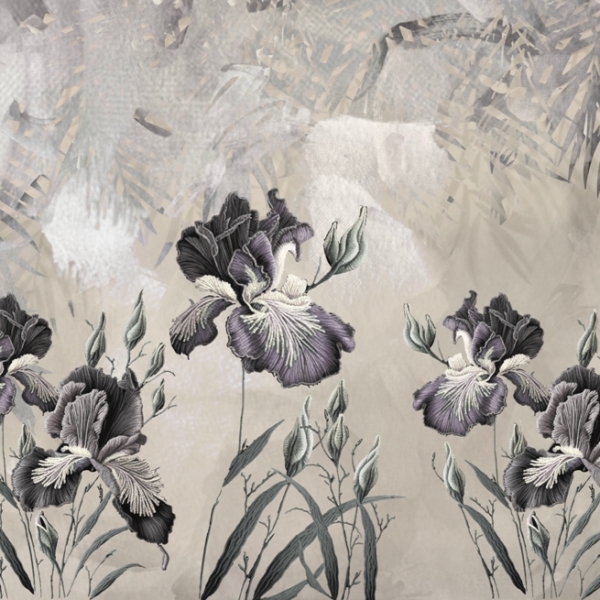 Nástěnná malba Chrpy v šedé barvě