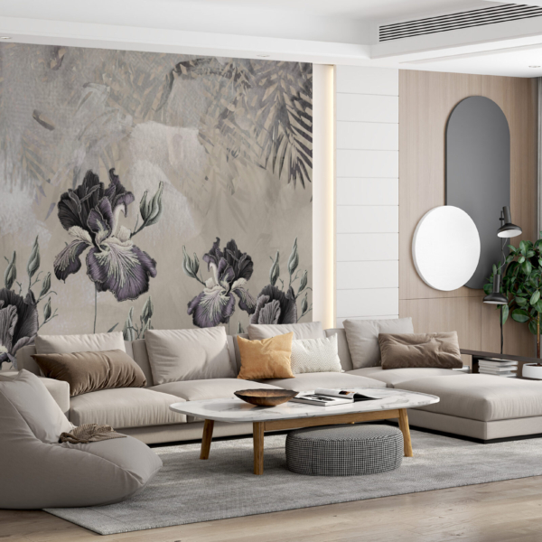 Nástěnná malba Chrpy v šedé barvě