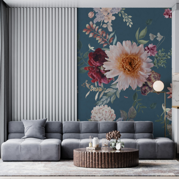 Nástěnná malba Chryzantémy a pivoňky