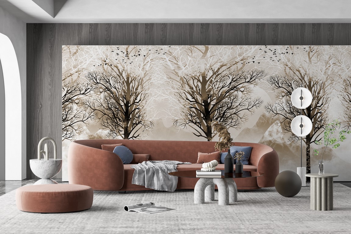 Nástěnná malba Tmavé stromy bez listí