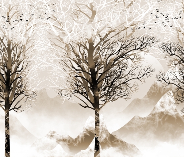 Nástěnná malba Tmavé stromy bez listí