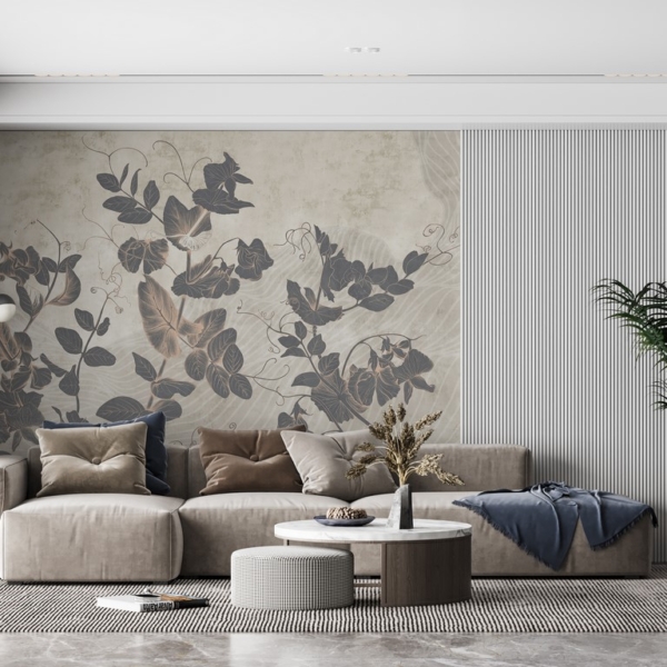 Nástěnná malba Dark Ivy v šedé barvě