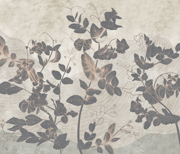 Nástěnná malba Dark Ivy v šedé barvě