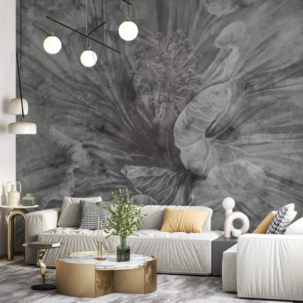 Tmavá květinová nástěnná malba