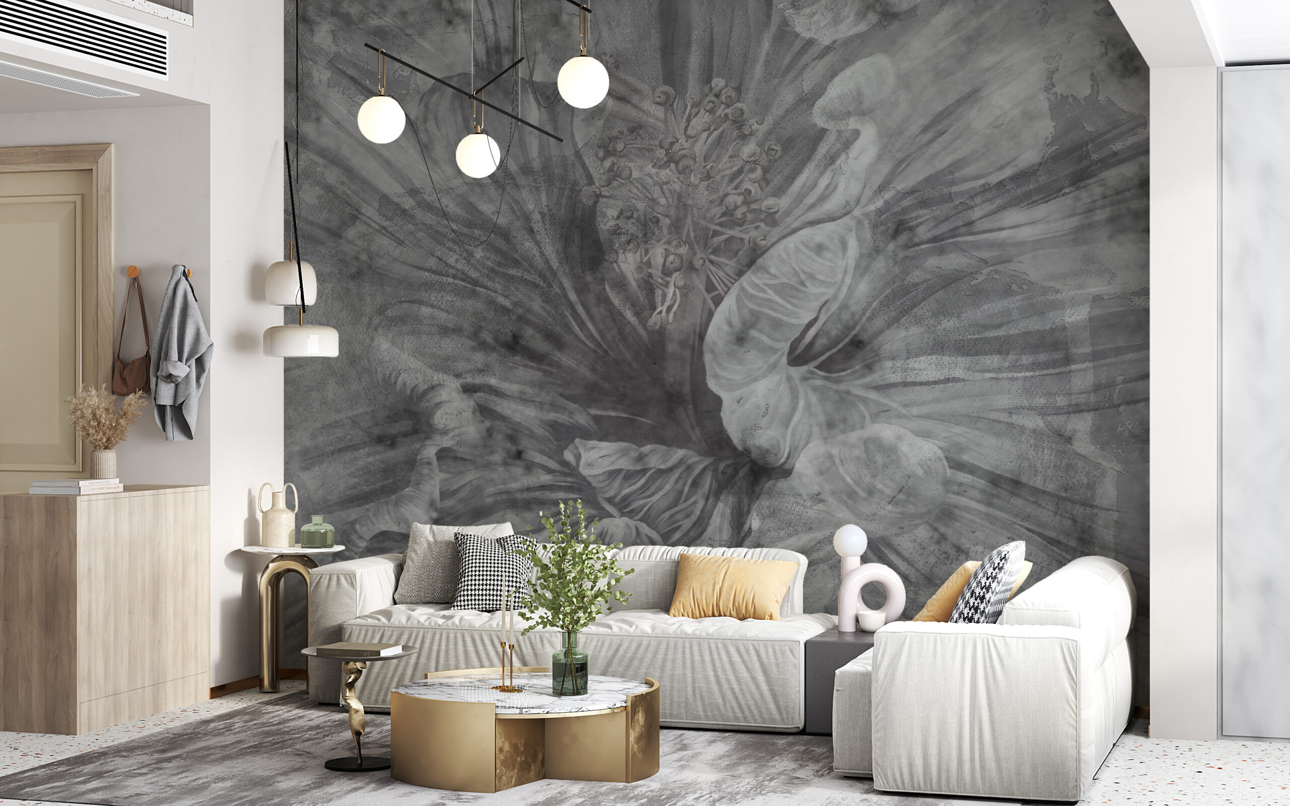 Tmavá květinová nástěnná malba