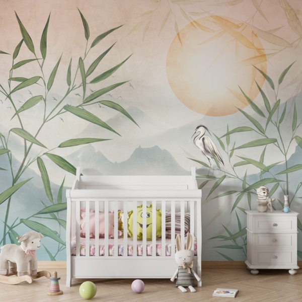 Nástěnná volavka na pozadí západu slunce