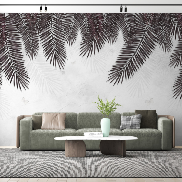 Nástěnná malba Černé palmové listy