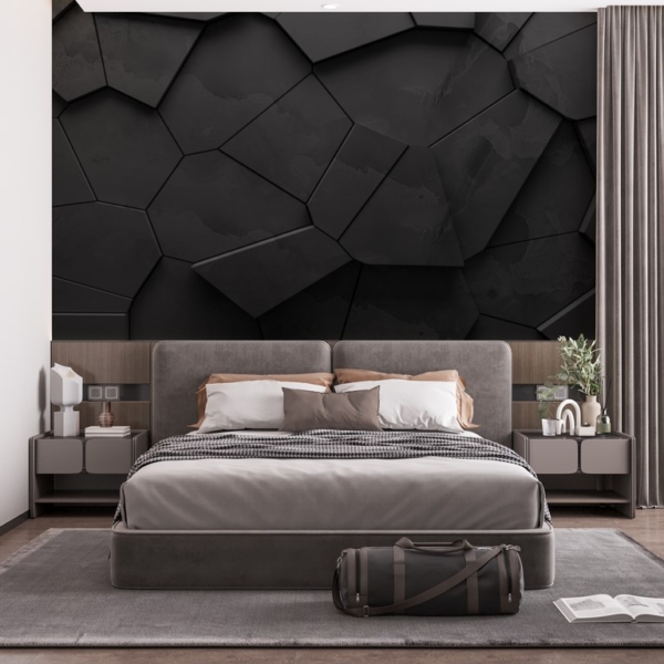 Černé polygony 3D nástěnné malby