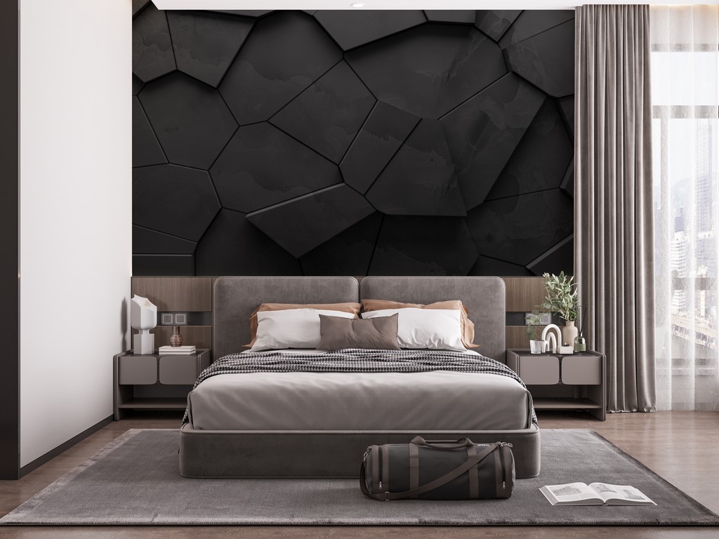 Černé polygony 3D nástěnné malby