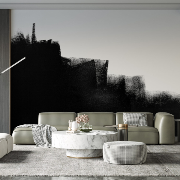 Černá na bílé nástěnné malbě