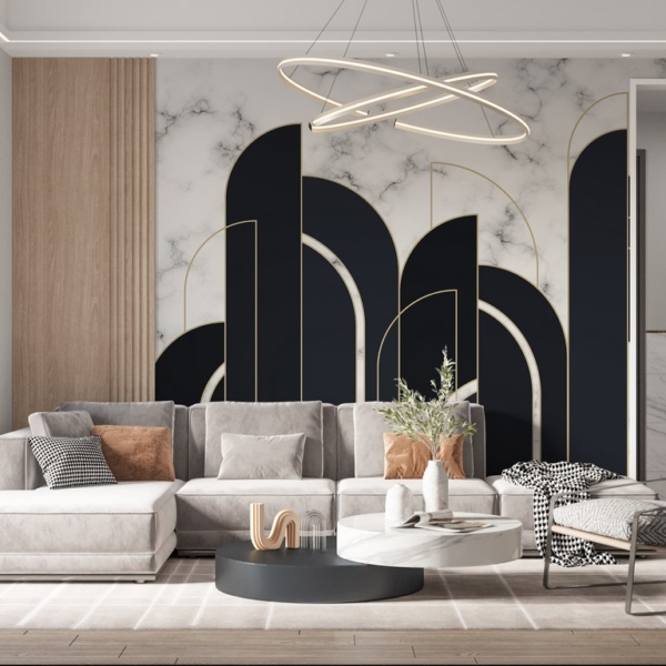 Nástěnná malba Černý geometrický vzor