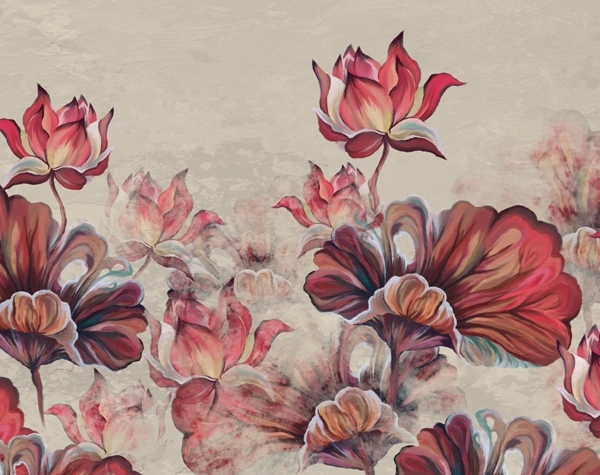 Nástěnná malba Červená z květin