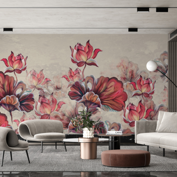 Nástěnná malba Červená z květin