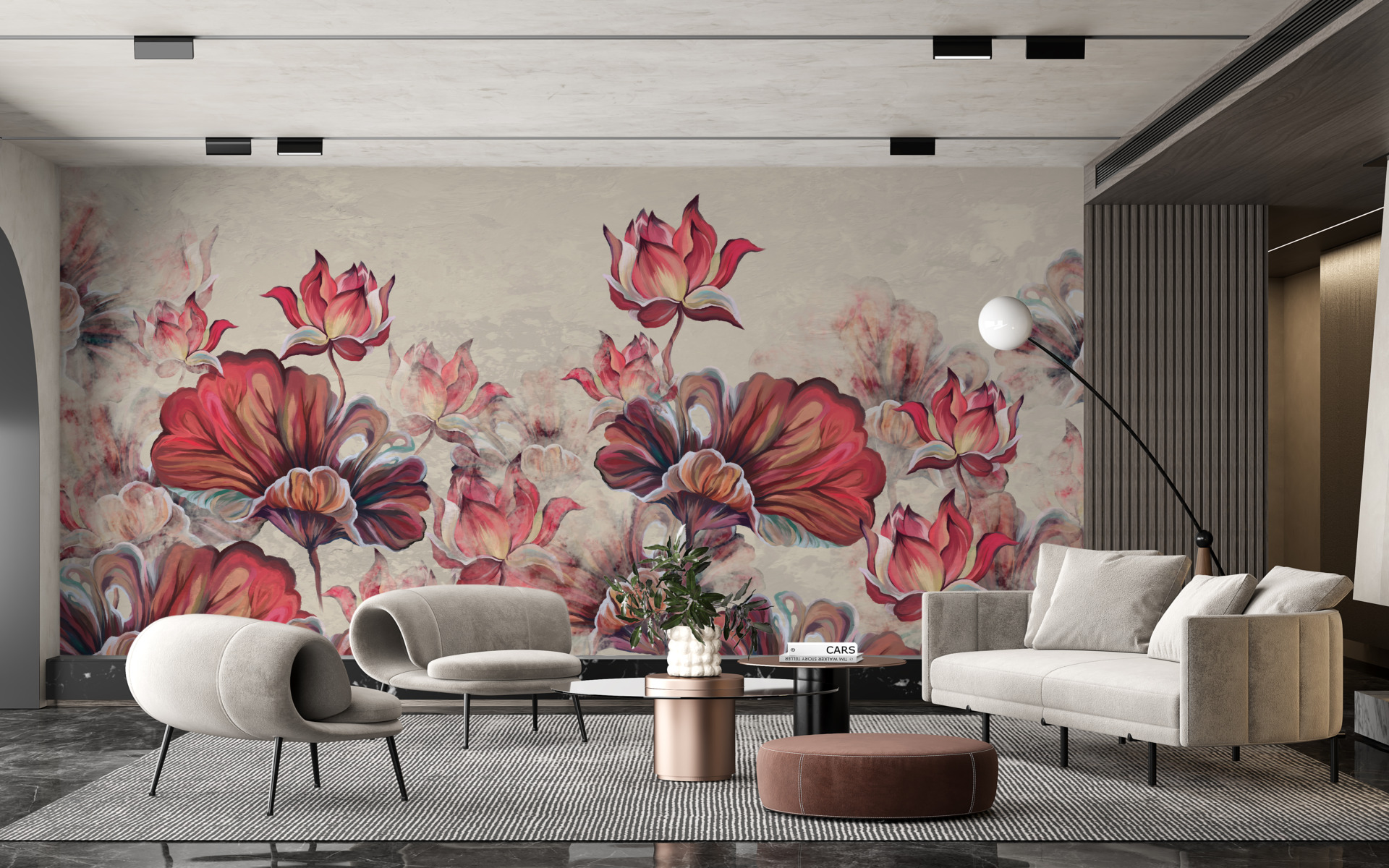 Nástěnná malba Červená z květin