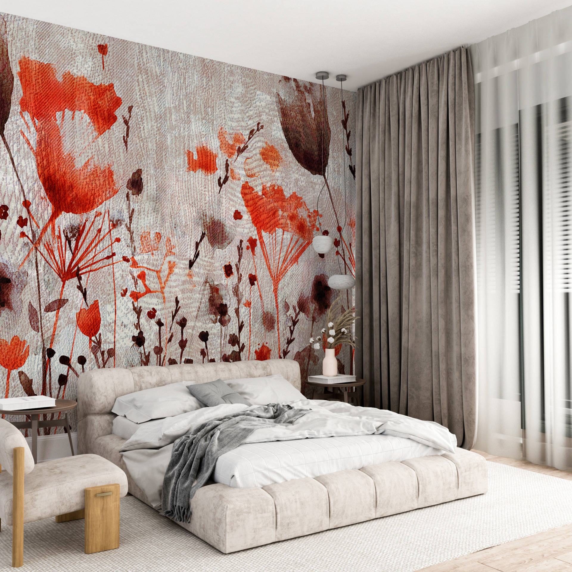 Nástěnná malba Červené máky