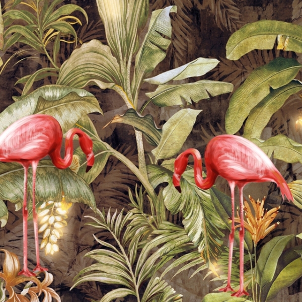 Nástěnná malba Červení ptáci v zeleném