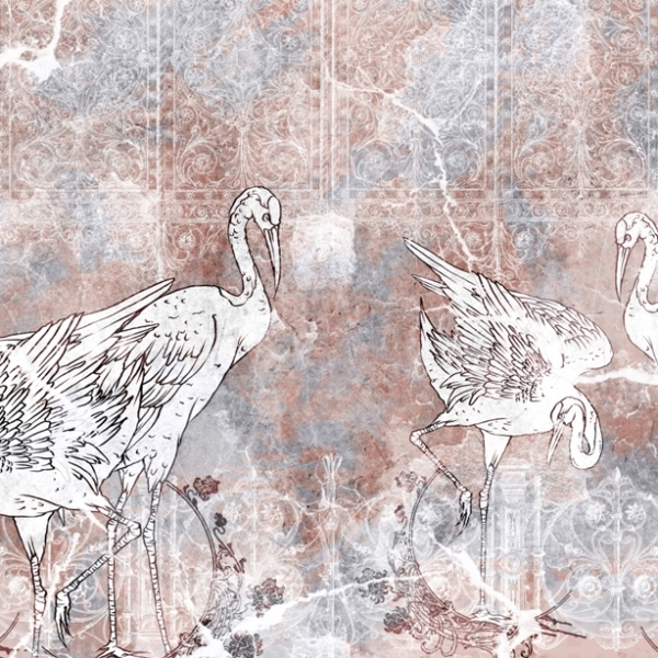 Nástěnná malba Čtyři bílí ptáci