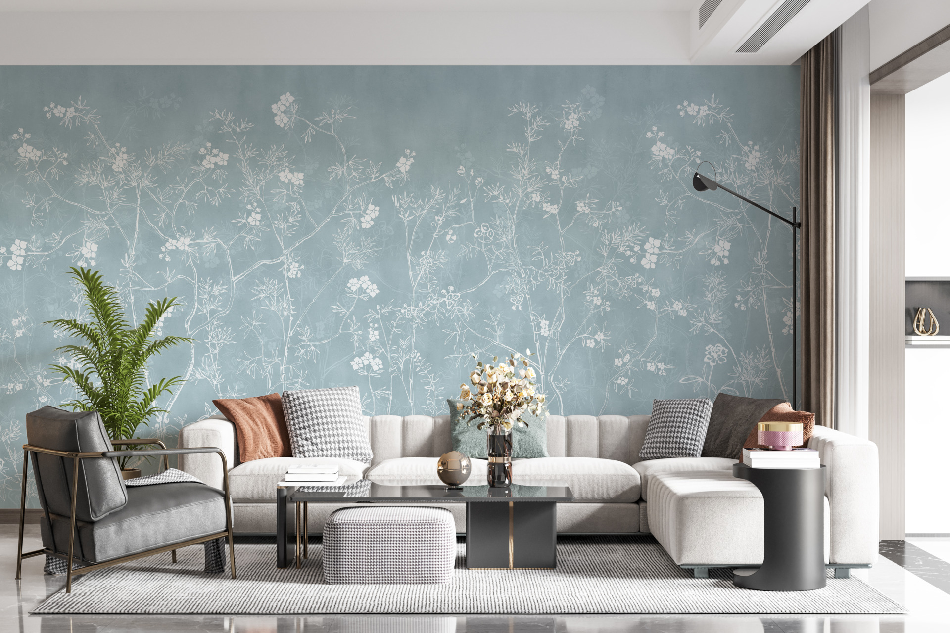 Fotopáska Jemné květiny v modré barvě