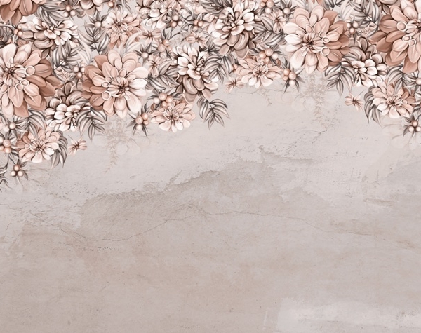 Nástěnný déšť hnědých květin