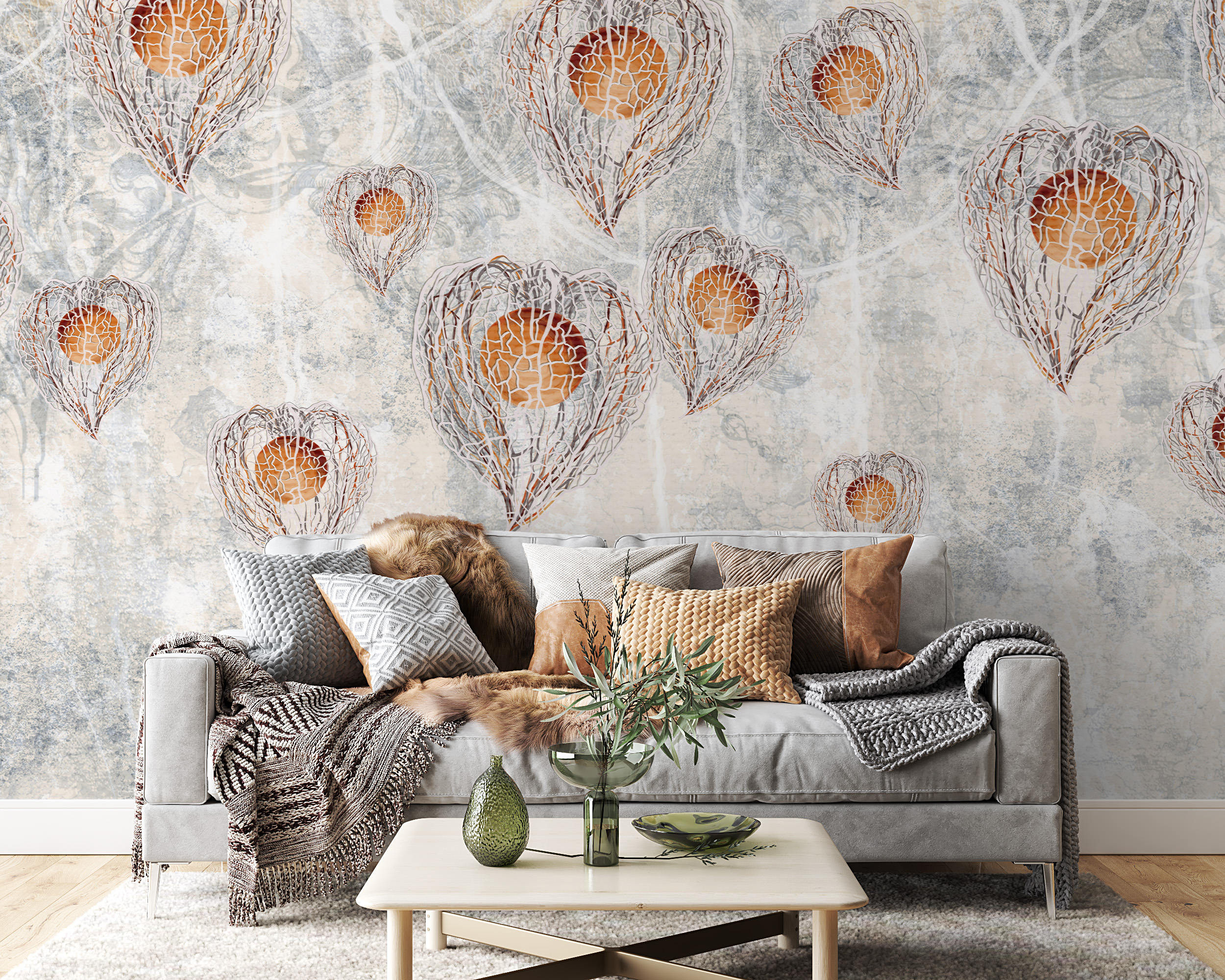 Nástěnná malba deště třpytivých listů