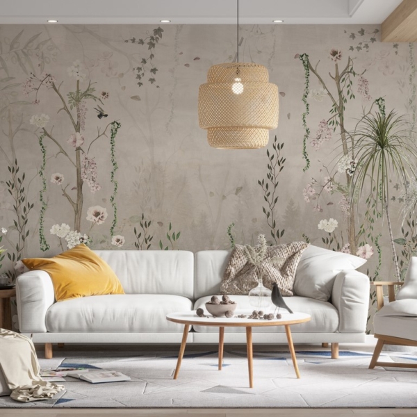 Tapety Drobné světlé květiny a zelené listy