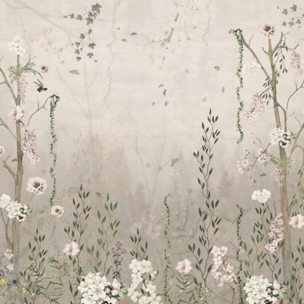 Tapety Drobné světlé květiny a zelené listy