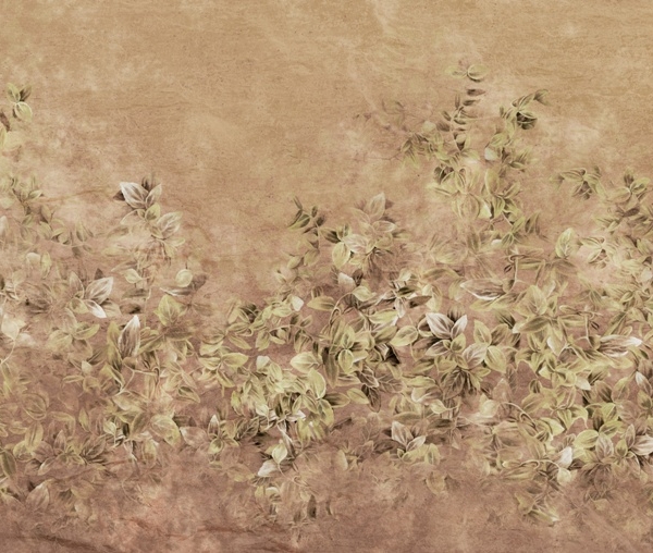 Tapety Petite Leaves v teplé hnědé barvě