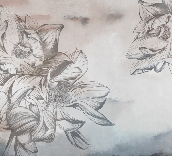 Nástěnná malba Velké květiny na zdi