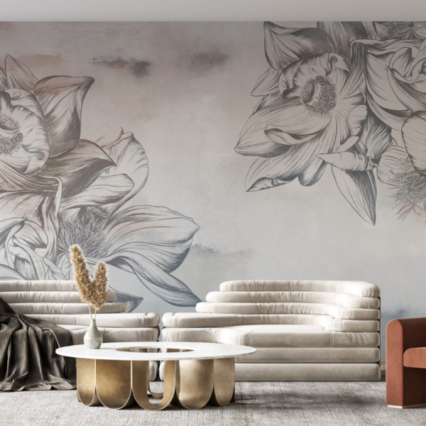 Nástěnná malba Velké květiny na zdi