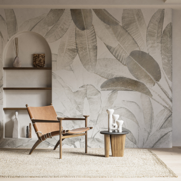 Nástěnná malba Velké listy za mlhou