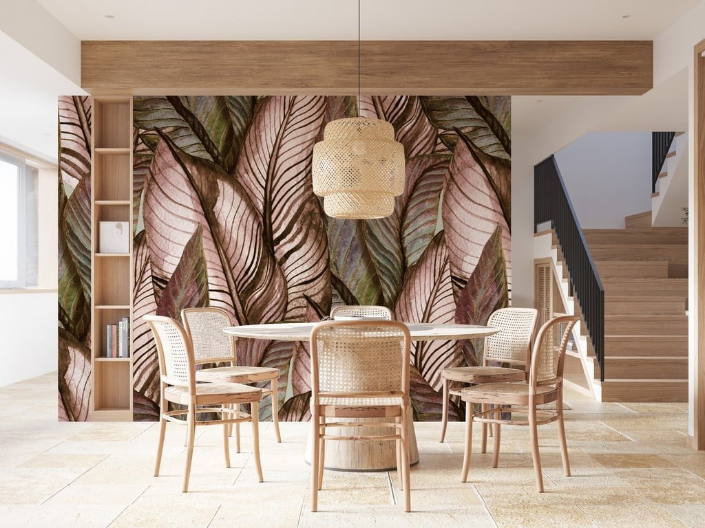 Nástěnné velké listy v odstínech hnědé barvy