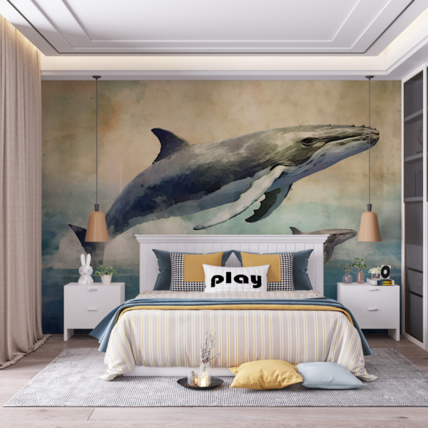 Nástěnná malba dvou kytovců