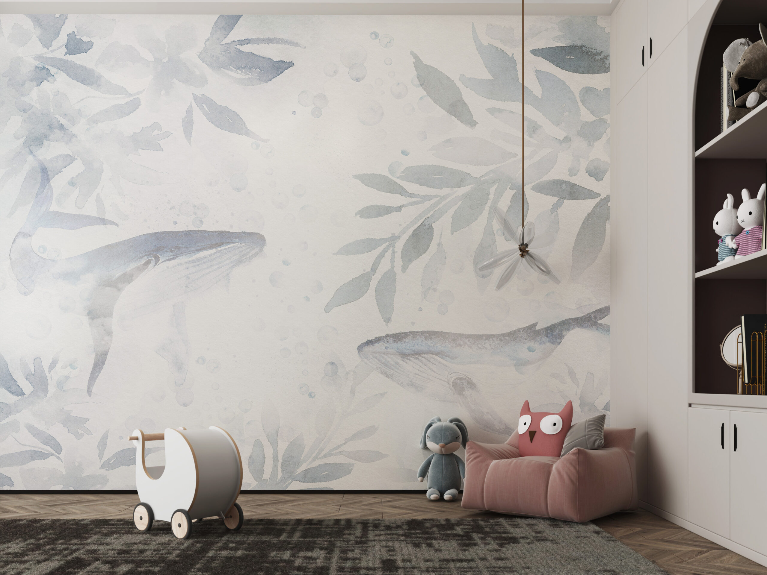 Nástěnná malba dvou velryb