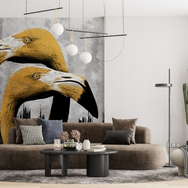 Nástěnná malba Dva žlutí ptáci