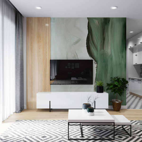 Nástěnná malba Dvě zelené linie