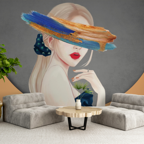 Nástěnná malba dívky se zakrytýma očima